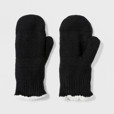 womens black mittens