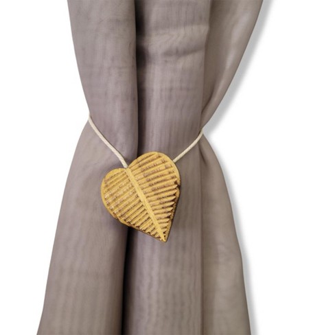 Evideco French Home Goods Magnetic Wooden Heart Curtain Tiebacks – Easy to Use, No Installation Needed - image 1 of 4