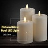 LumiPur 3pk Essentials Natural Glow Flameless Flickering Wax Pillar LED Candles Gray Fog - 4 of 4