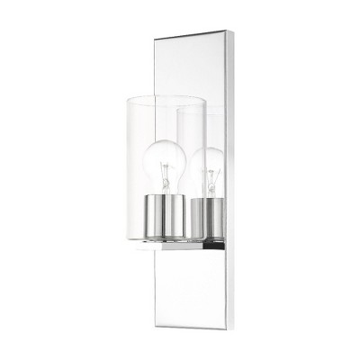 Polished Chrome and Clear Glass Wall Sconce