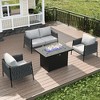 LayinSun 4 Piece Outdoor Furniture Set with Fire Pit Table, Modern Rope Woven Patio Conversation Sofa Set with Olefin - 2 of 4