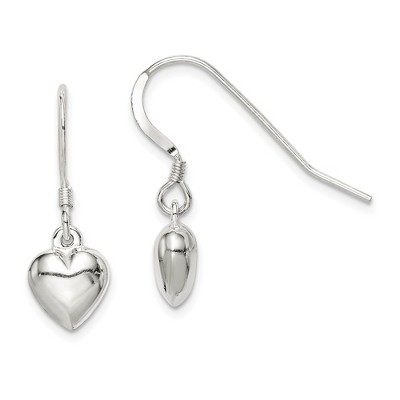 Filled Heart & Bow Charm Dangle Earrings