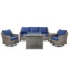 Belord 5-Piece Wicker Patio Set with 41" Fire Pit Table, All Weather Patio Set High-Back Swivel Chairs Set of 2, Patio Couch, Ottoman and Side Table - 4 of 4