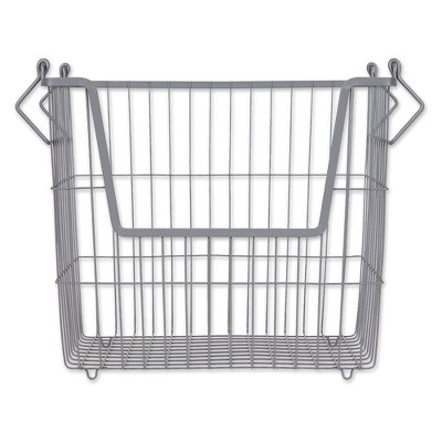 Cool Gray Large Rectangular Metal Wire Mesh Utility Bin