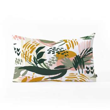 Marta Barragan Camarasa Art Nature Brushstrokes Oblong Lumbar Throw Pillow Green - Deny Designs