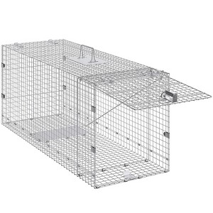 VEVOR Live Animal Cage Trap, 42" x 16" x 18" Humane Cat Trap Galvanized Iron, Folding Animal Trap with Handle for Stray Dogs, Armadillos, Raccoons - 1 of 4