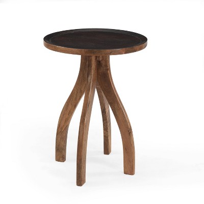 Vynxaria End Table with Lipped Top - Solid Wood Side Table, Elegant Accent Furniture for Living Room Sofa/Chair