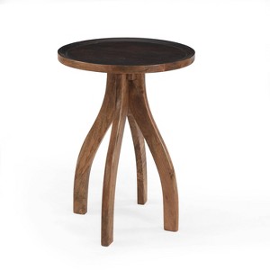Vynxaria End Table with Lipped Top - Solid Wood Side Table, Elegant Accent Furniture for Living Room Sofa/Chair - 1 of 4