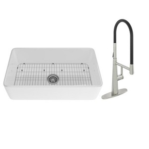 Combo: 36-inch Fireclay Farmhouse Apron Kitchen Sink with Infrared Induction Faucet - 1 of 2