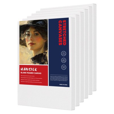 HANSILK 6 Pack Canvas Panels 8 x 10 Stretched Canvas Boards for Painting Craft Drawing Acrylics Canvas Art Board Acrylic Oil Paint