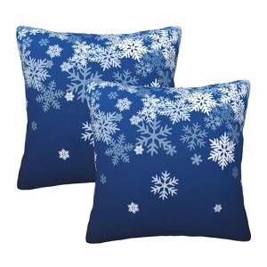 Pillow Covers Snowflake Blue Winter Christmas 2 Set Pillowcases - 1 of 3