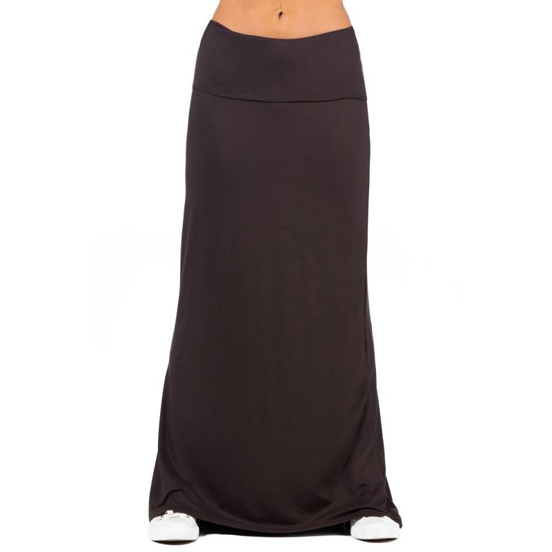24seven Comfort Apparel Womens Comfortable Foldover Maxi Skirt, 1 of 5