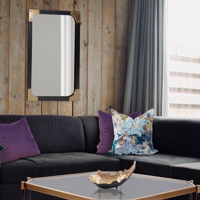 Matte Graphite Industrial Octagonal 38" Wall Mirror