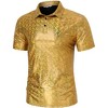 Men's 70s Disco Shirts Shiny Sequins Short Sleeve Party Shirt Slim Fit Nightclub Costume Tops - 2 of 4