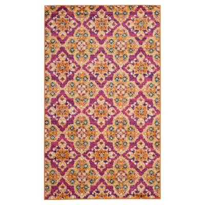 Fuchsia/Gold Botanical Loomed Accent Rug - (3'x5') - Safavieh