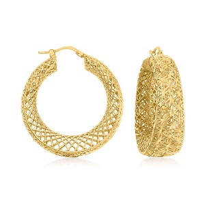 Ross-Simons Italian 18kt Gold Over Sterling Openwork Hoop Earrings - 1 of 4