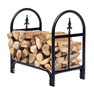Black Heavy Duty Steel Outdoor Firewood Log Rack Holder