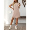 Coolmee Women's Crew Neck Flounce Cap Sleeve Casual Basic Loose Summer Mini Dresses - 3 of 4
