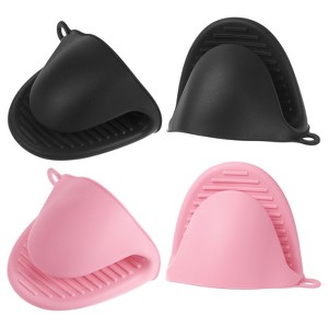 Unique Bargains Heat Resistant Kitchen Utensil Sets Silicone Oven Mitts 4 Pcs - 1 of 4