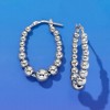 Ross-Simons Italian Sterling Silver Beaded Oval Hoop Earrings - 4 of 4