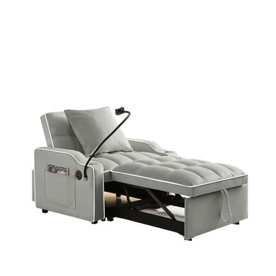 NicBex Modern Pull Out Sofa Bed Convertible Single Sofa with Adjustable Back, USB Port and Swivel Phone Stand for Living Room
