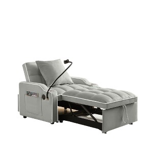 NicBex Modern Pull Out Sofa Bed Convertible Single Sofa with Adjustable Back, USB Port and Swivel Phone Stand for Living Room - 1 of 4