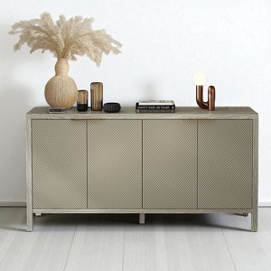 Sideboard Buffet Cabinet with Embossed 4-Door Design and Adjustable Shelves, Wood Storage Console for Dining Room, Kitchen, Entryway, or Living Room - 1 of 4