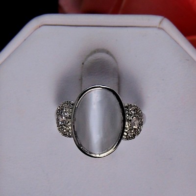 Cory Statement Ring Women Oval Fire Opal White Gold Plated Ginger Lyne Collection - image 5