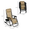 2 Outdoor Rocking Chairs Foldable Reclining Zero Gravity Lounge Rockers w/ Pillow Cup & Phone Holder - 3 of 4