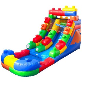 Pogo Bounce House Crossover Kids Inflatable Water Slide, Building Block no blower, 12 ft - 1 of 4