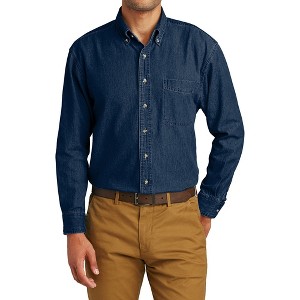 Mafoose Men's Soft Cotton Long Sleeve Value Denim Shirt with Pocket - 1 of 4