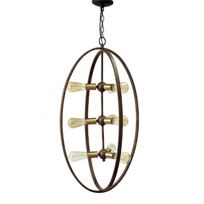 Yosemite Home Decor Alpha 9-Light Chandelier in Distressed Antique Brass Finish