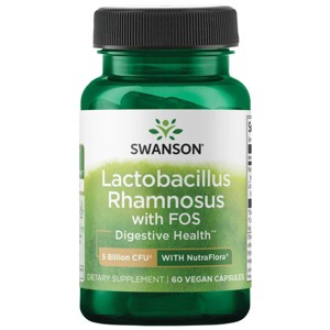 Swanson Probiotics Lactobacillus Rhamnosus with Fos 5 Billion Cfu 60 Qualicaps. - 1 of 2