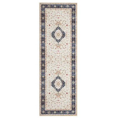 Washable Vintage Printed Rug Non Slip Low Pile Rug Soft Throw Floor Cover Foldable Indoor Carpet for Living Room Bedroom Playroom