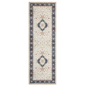Washable Vintage Printed Rug Non Slip Low Pile Rug Soft Throw Floor Cover Foldable Indoor Carpet for Living Room Bedroom Playroom - 1 of 4