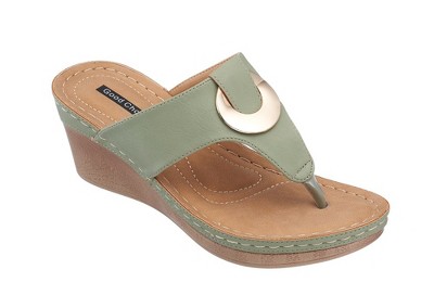 GC Shoes Genelle Hardware Comfort Slide Wedge Sandals