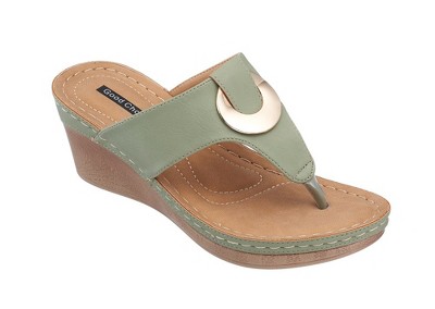 Gc Shoes Genelle Green 10 Hardware Comfort Slide Wedge Sandals : Target