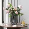 VECELO U-shaped Ribbed Glass Decorative Flower Vase, Gray - 3 of 4