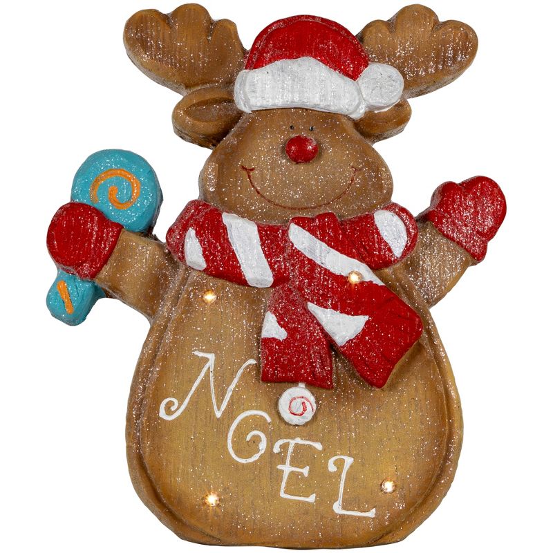 Northlight 14.25" LED Lighted Noel Gingerbread Reindeer Christmas Decoration, 1 of 6