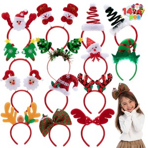 Joyfy 14-Pack Christmas Headbands – Festive 3D Holiday Party Headbands for Kids & Adults (One Size Fits All) 🎅 - 1 of 4