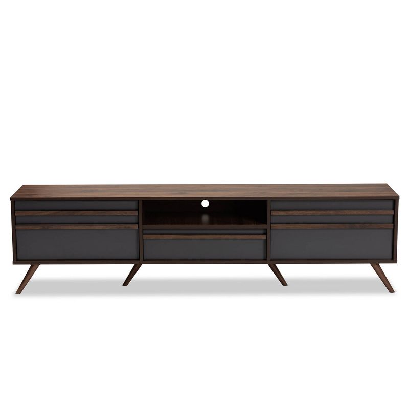 Naoki Wood TV Stand for TVs up to 75&#34; Gray/Walnut - Baxton Studio, 4 of 11
