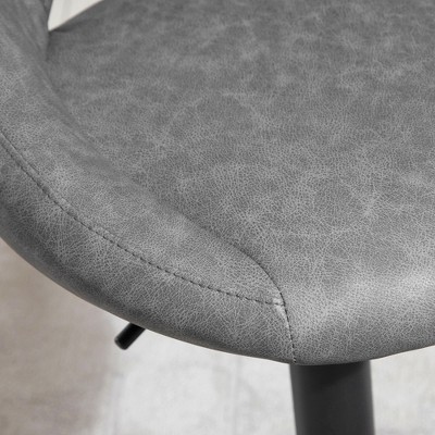 Adjustable Height & 360-Degree Swivel Gray Leather Bar Stool Set