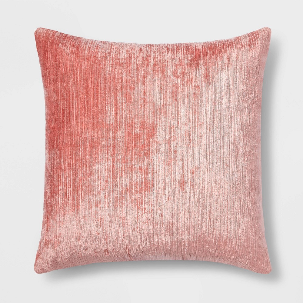 Photos - Pillow Oversized Velvet Rib Textured Square Throw  Coral - Threshold™