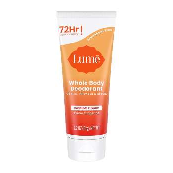 Lume Whole Body Women’s Deodorant - Invisible Cream Tube - Aluminum Free - Clean Tangerine Scent - 2.2oz