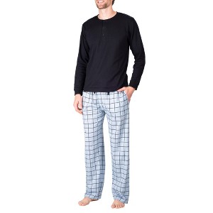 SLEEPHERO Henley Long Sleeve Tee Shirt with Knit Pajama Pants with Pockets - 1 of 4