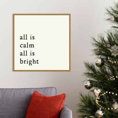 All is Calm All is Bright Gold Framed Canvas Print