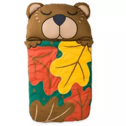 HearthSong - Kids Sleeping Bag Slumber Sack with Built in Pillow, Woodland Bear