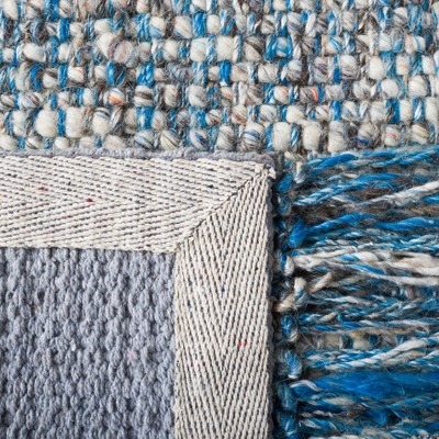 Handmade Blue and Gray Wool Runner Rug