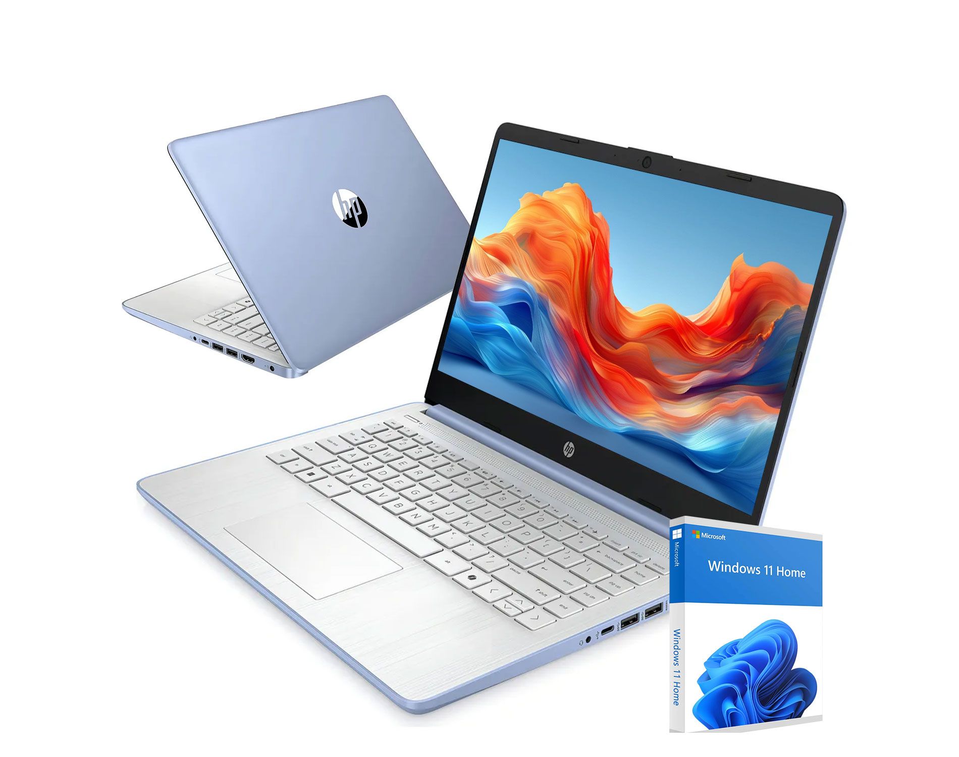 HP Essential 14" HD Laptop, Intel N-Series N150, Intel Graphics, 4GB RAM, 128GB eMMC, Wi-Fi 6, Windows 11 Home, Blue
