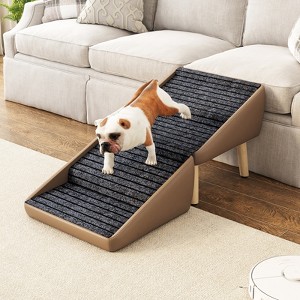 GDFStudio Elvaria Non-Slip Wooden 2-in-1 Pet Steps for Small Dogs